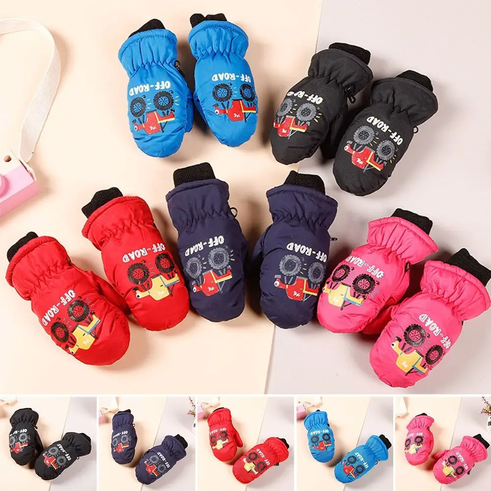 Thick Warm Children Ski Gloves Windproof Non-slip Waterproof Mittens Cute Winter Sports Gloves for 2-5 Years Old Kids Boys Girls