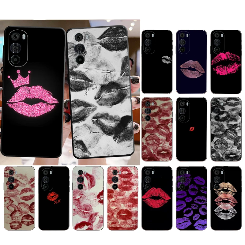 

Black Red Lips Kiss Phone Case For Motorola Edge 60 50 40 Pro 60 50 40 30 Ultra Neo Fusion Moto G Play G Stylus G Carcasas