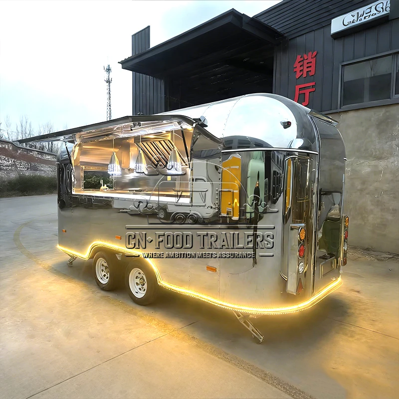 Remolque de Comida CN para Hamburguesas, Hot Dogs y Aperitivos, Totalmente Equipado con Barra de Bebidas Premium