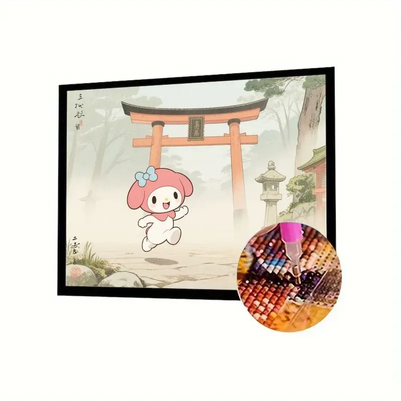 

1 шт., набор для рисования японских храм My Melody, 5D DIY, милый персонаж Sanrio, бегущий стиль укиё-э, Torii Gate, пейзаж, полный