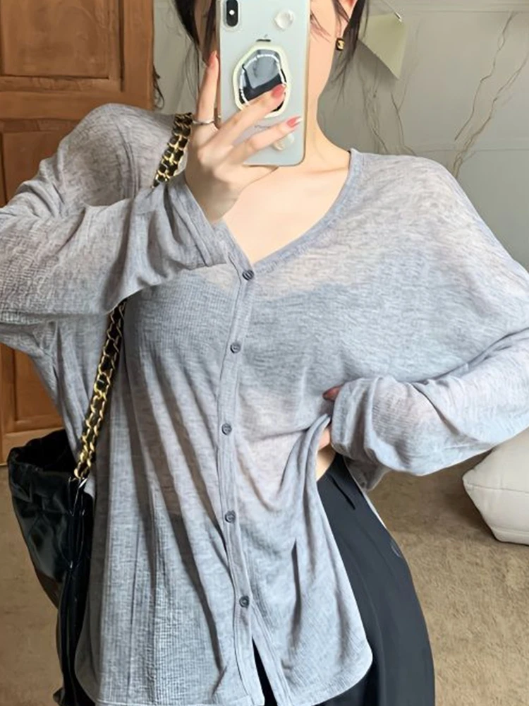 

Women's Long Sve Chiffon Sun Protection irt Loose Breathable Summer Thin Outerwear Air Conditioning Spring Autumn Coat