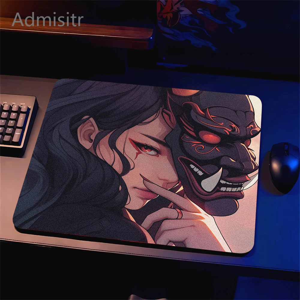 Oni Mask Girl Speed Mouse Mat 45x40 Premium Mouse Pad Gamer Professional E-Sports Speed Mousepad Ultrafine Surface Keyboard Mat