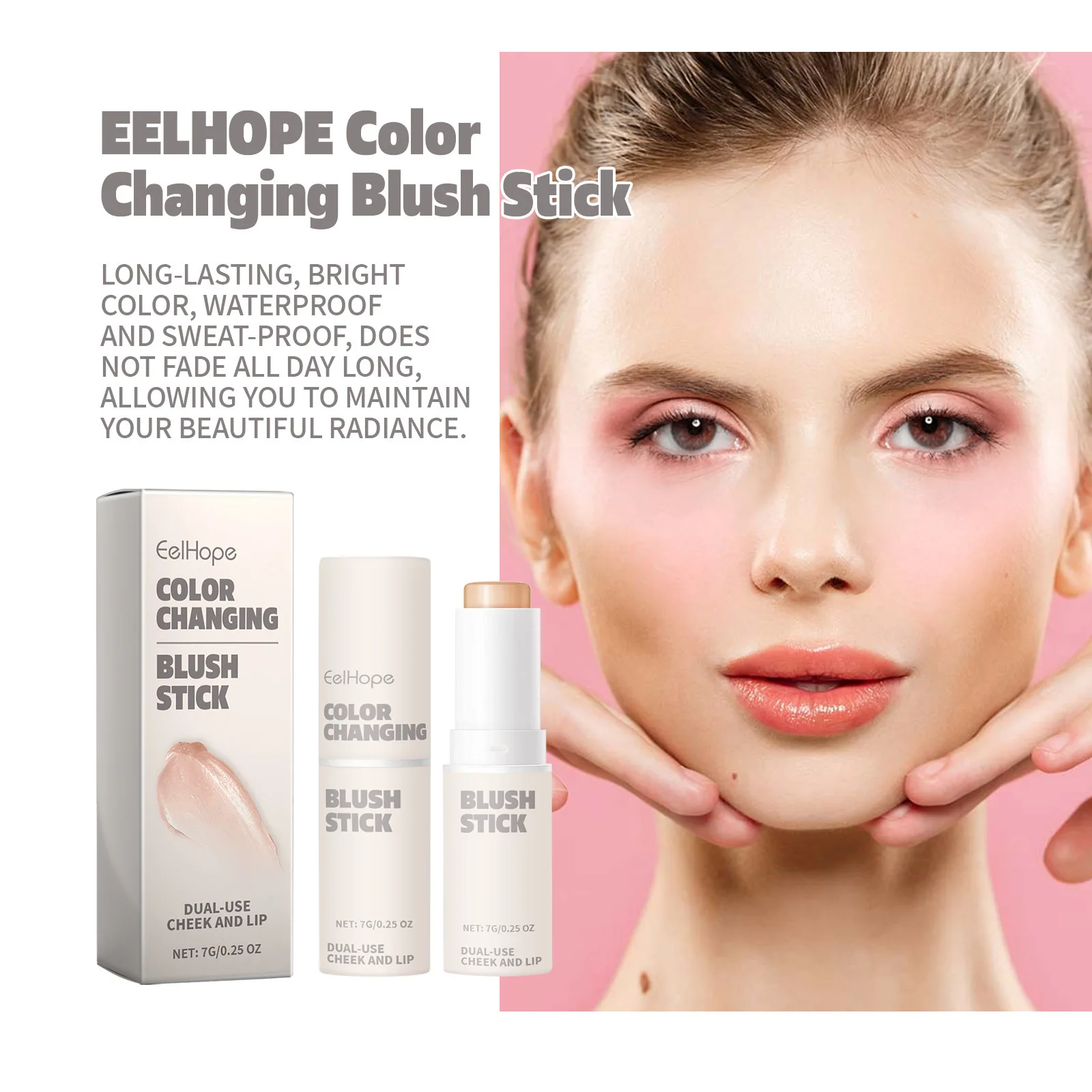 Document Change-Blush Stick Teinté Hydratant Longue Durée, Crème Légère pour Joues et Yeux, Maquillage Multi Stick, Cosmétiques Contour