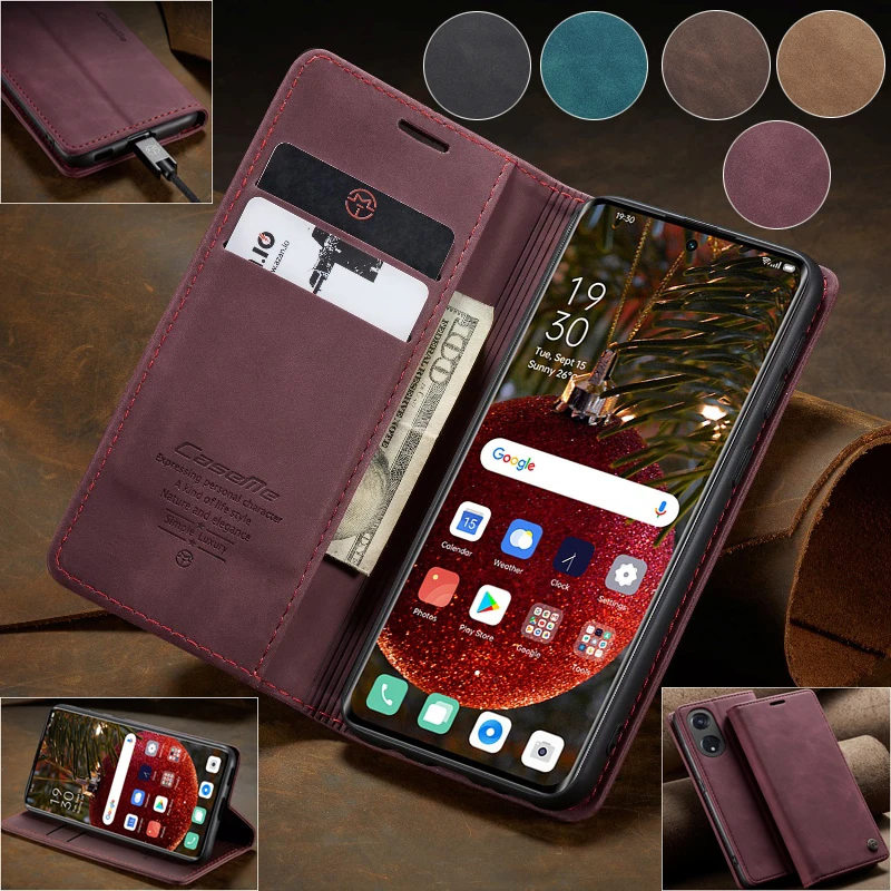 

Magnetic Flip Cover For OPPO A95 A78 F19 F21 Reno8 Pro 7Z Find X6 Realme 10Pro 9i C55 Slim Phone Wallet Case Cards Free Shipping