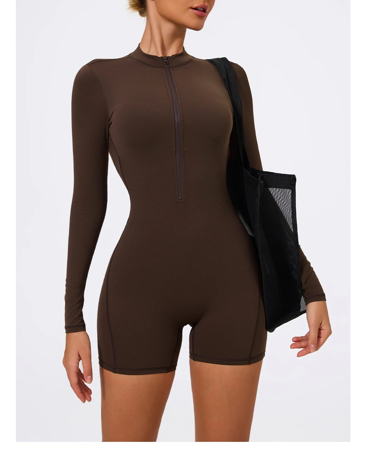 Ctenkevet Sommer Halb-Reißverschluss Frauen Gym Overall Weibliche Im Freien Atmungsaktive V Zurück Active Gesäß Lift Sport Outfit Für Frau – Detail 28
