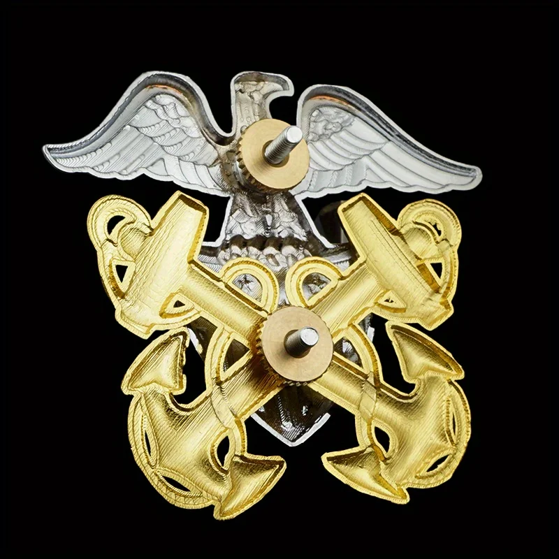 US Naval Officer Hat Badge Eagle & Anchor Emblem Screw on Leather Uniforms and Workwear Accessories 1pc view 3