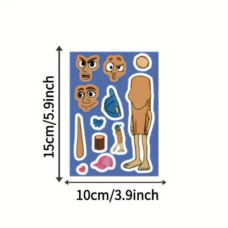 8 أوراق/حزمة Tung TunTung Sahur مجردة متعة الإبداعية تلبيس ملصقات الكرتون متعة ملصقات DIY بها بنفسك ملصقات الكولاج واللباس #4