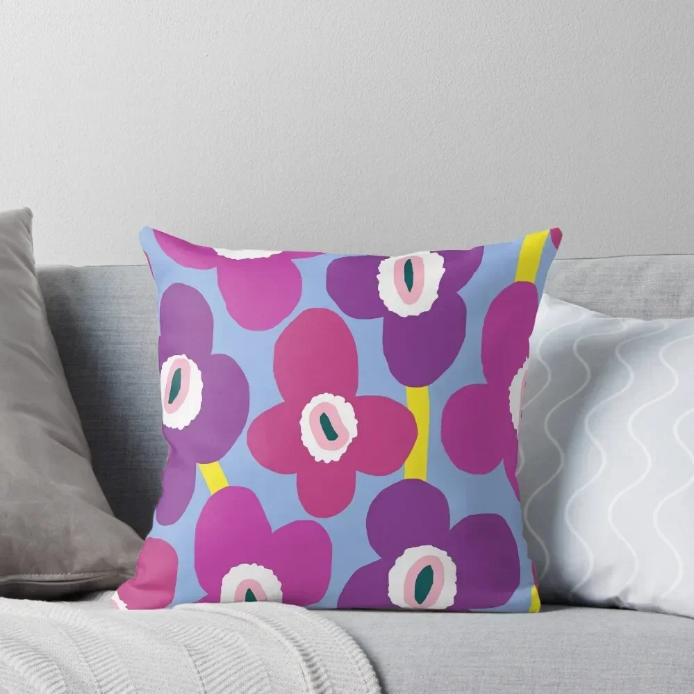 Iconic Retro Scandinavian Floral Pattern in Purple and Mauve Throw Pillow Pillowcase Sofa Cover pillow