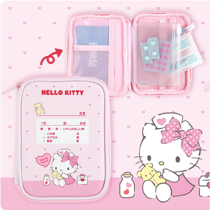 

Kawaii Sanrio Hello Kitty Handbag Kuromi My Melody Cinnamoroll Cartoon Cute Japanese Medicine Storage Bag Student Pen Bag Gift