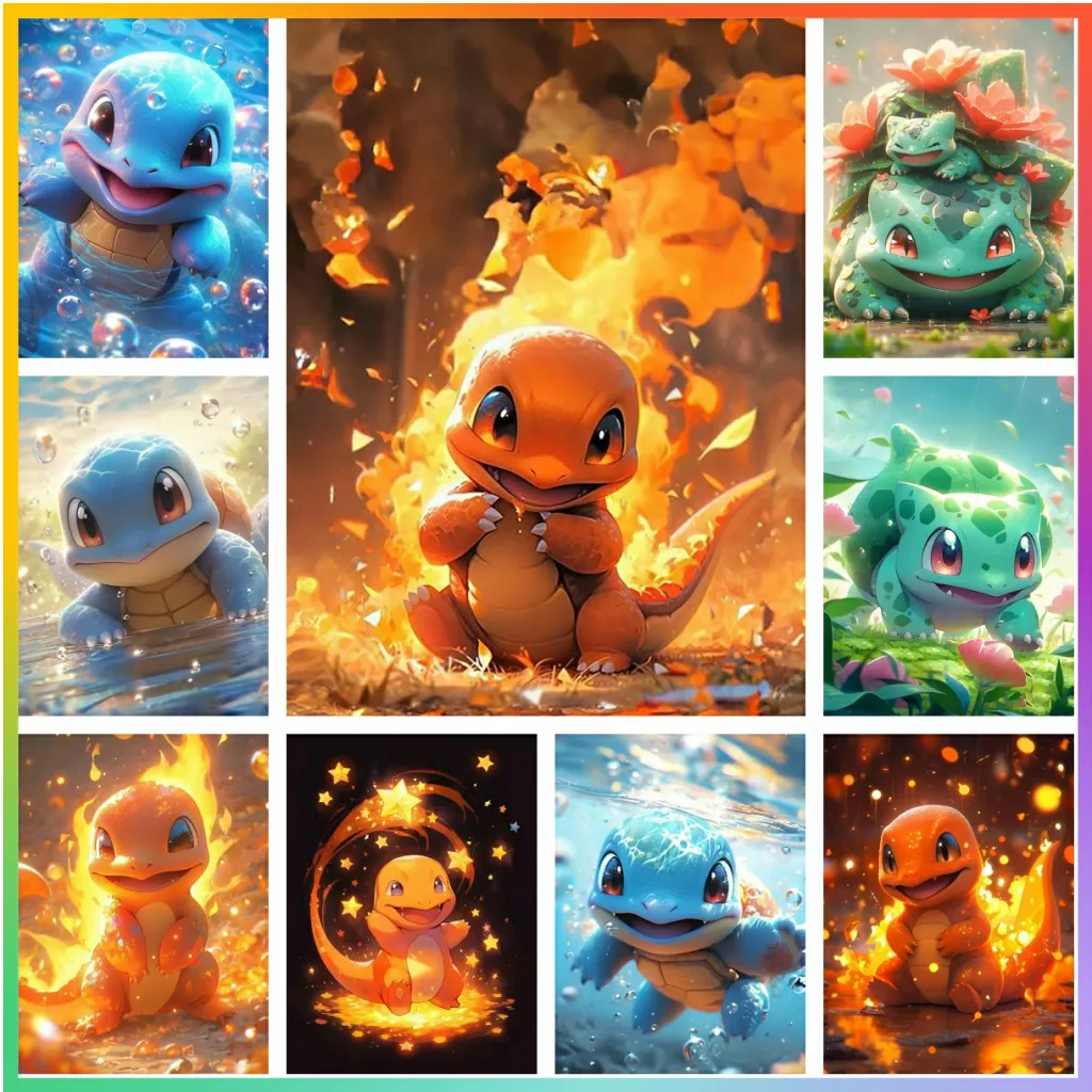 Charmander Pokemon Anime pintura de diamante japonés mosaico bordado Kit de punto de cruz elemento de dibujo impreso 5D DIY arte pared D