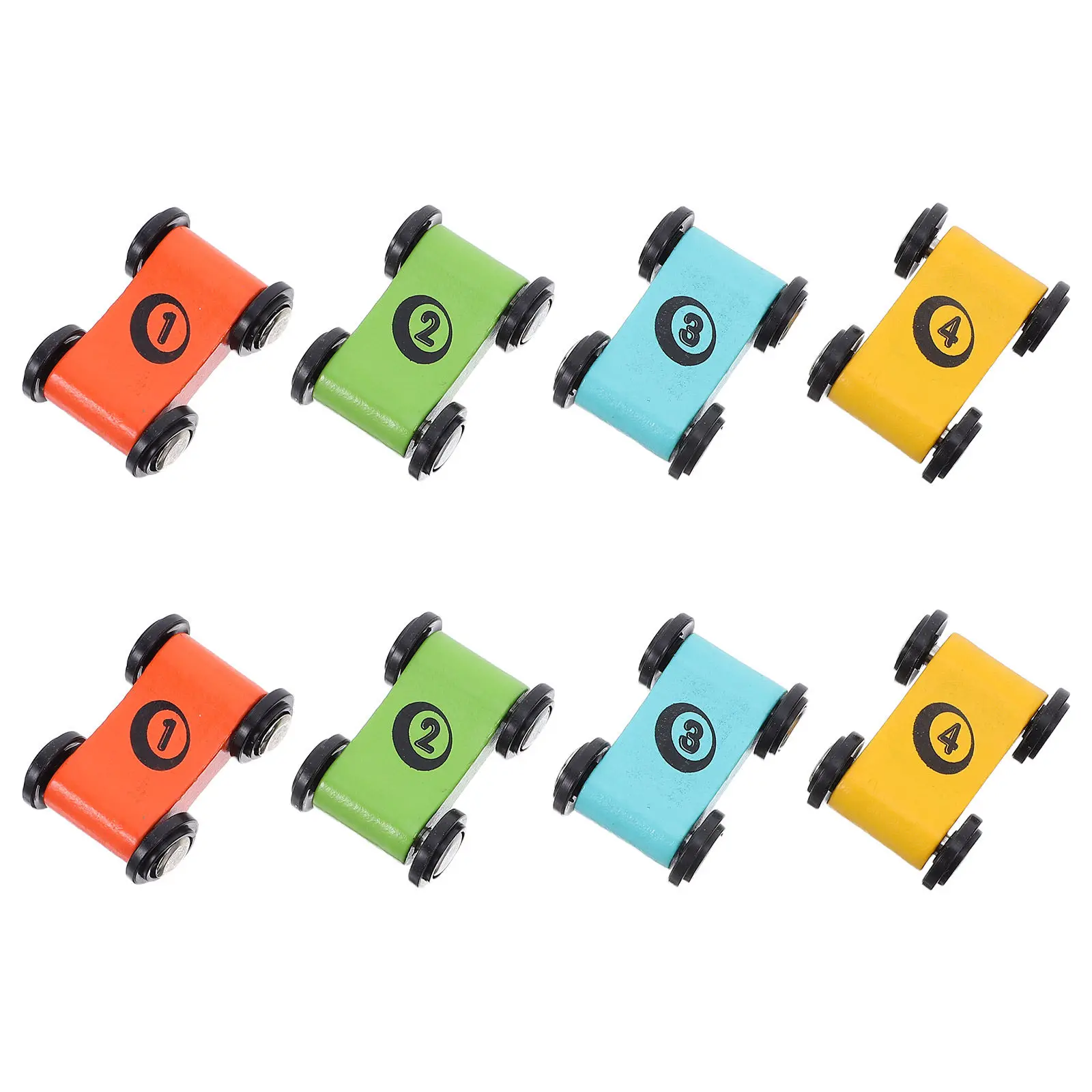 

8Pcs Wooden Race Car Bright Colors Safe Smooth Surface Kids Interactive Board Game Fun Miniature Desktop Racing