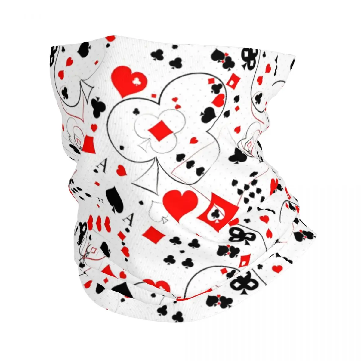 Red And Black Poker Card Suites Bandana Neck White Scarf Multi-use Headwear Fishing Unisex Adult Winter