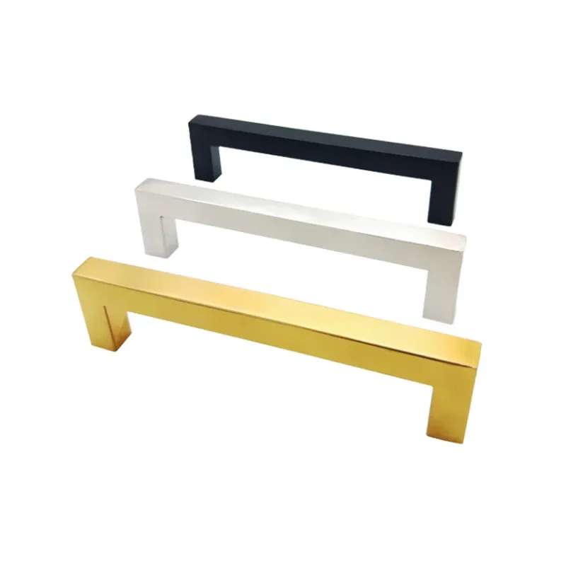 Square bright gold,silver, black cabinet door handle kitchen cabinet drawer closet extension aluminum handle