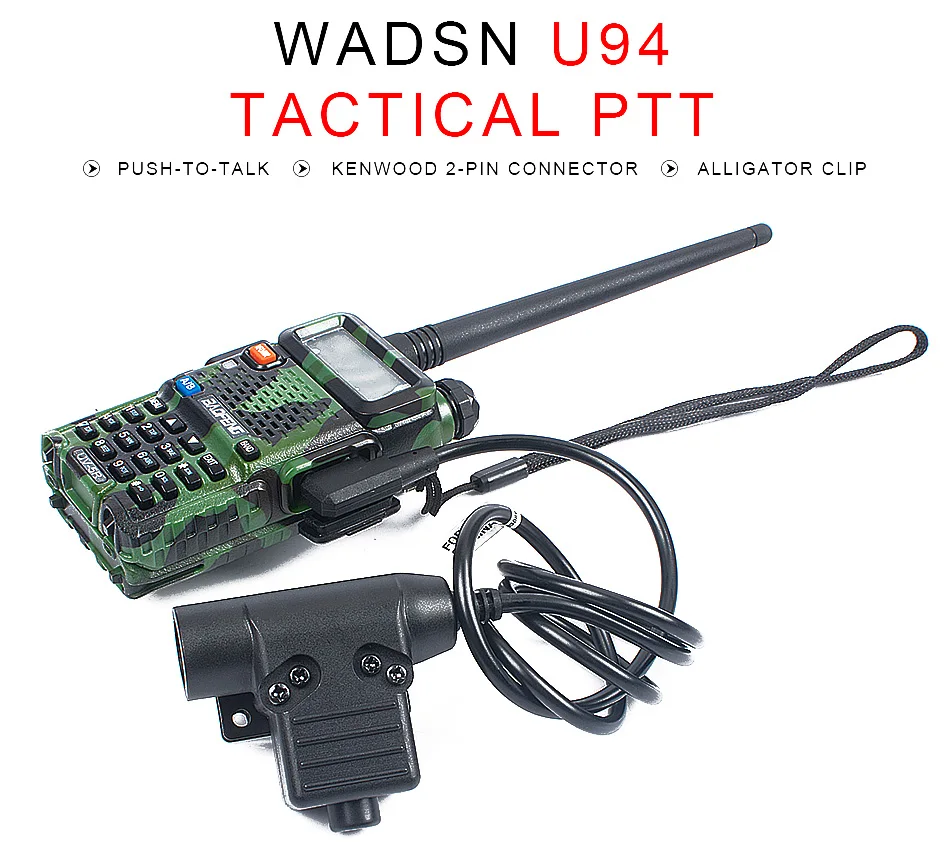 Versão do mundo ptt u94 auricular tático, wadsn, commtac, wst, tac-sky, fone de ouvido de caça, baofeng kenwood, plug 7.0mm, novo