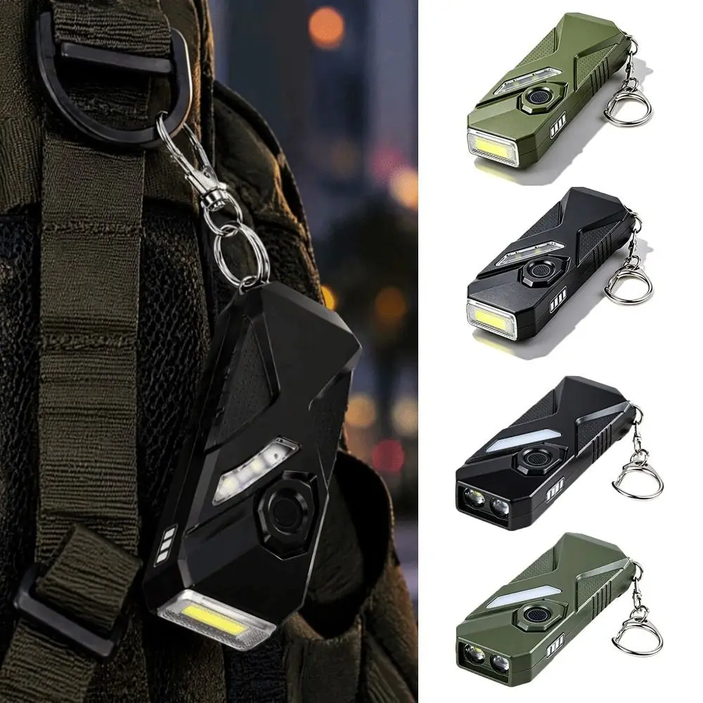 Rechargeable Keychain Flashlight USB C Double Front Lights Atmosphere Keychain Lamp Colorful Light Mode Purple Light