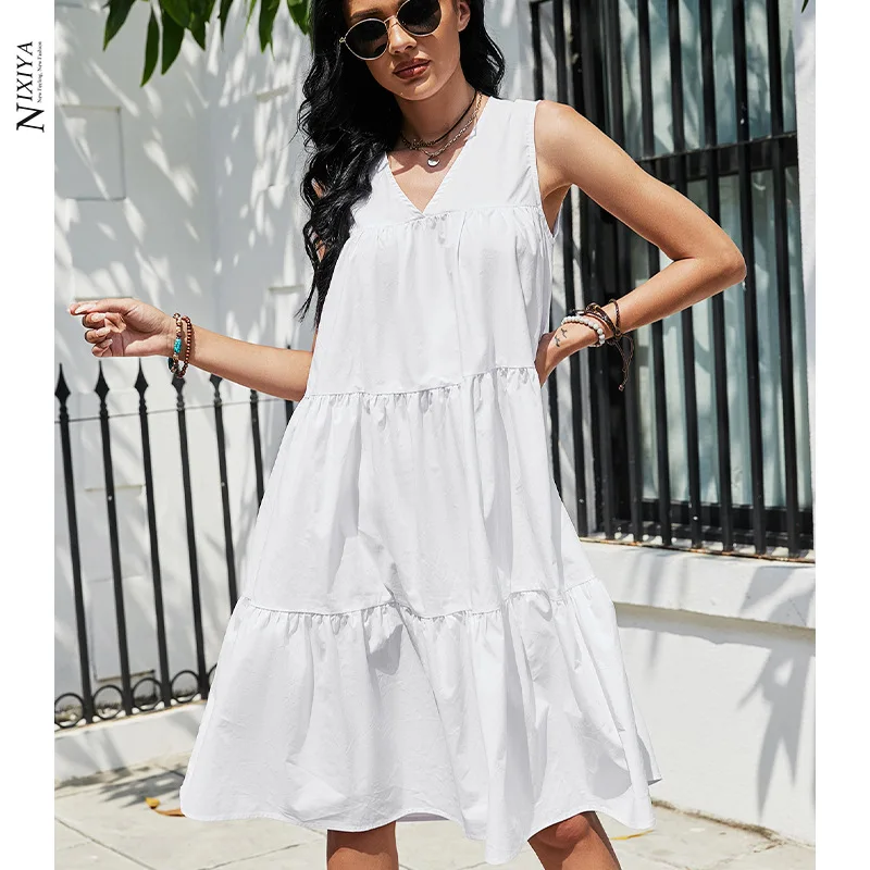 Sense of 2023 senior women's temperament cotton Hepburn salt wind restoring ancient ways is condole belt loose dress