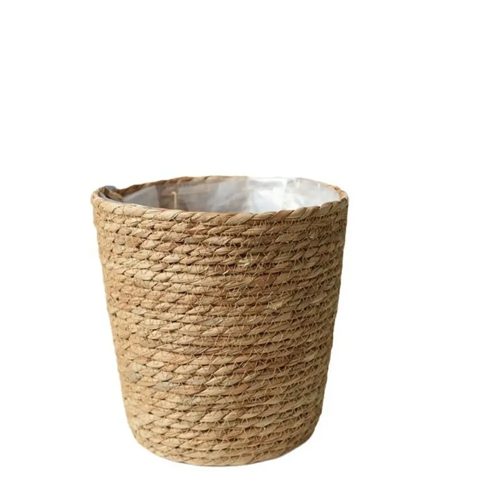 Straw Wicker Woven Planter Basket Handmade Yellow Laundry Storage Basket Flower Pot Laundry Clthoes Baskets Garden Decorative