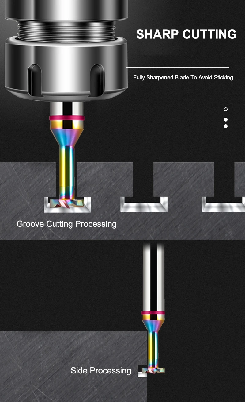 SHAZAM HRC65 4-Schneiden Hartmetall-Fräser mit farbiger Beschichtung für T-Nuten, für CNC-Mechanische Bearbeitungszentren – Detail 3