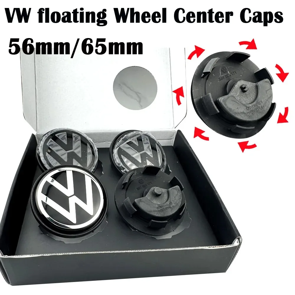4pcs 56mm 65mm VW floating Car Wheel Center Caps Hubcap Cover for VW Jetta MK5 Golf Passat styling CC Golf 3B7601171 1J0601171 view 2