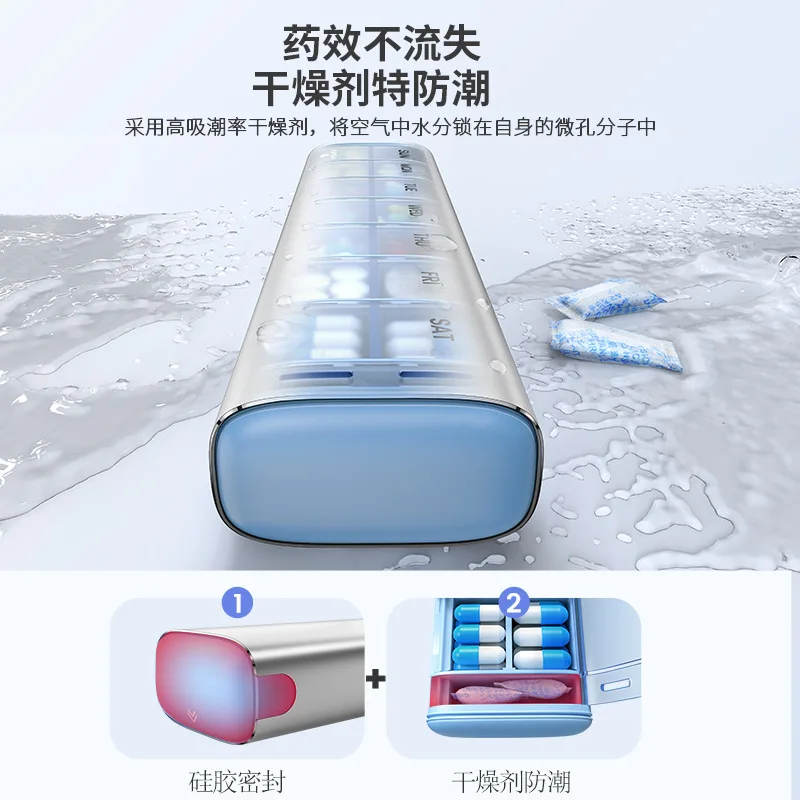 AOLIVIYA Portable Aluminum Alloy 7 Day Medicine Pill Box Sealed For Travel Outdoor First Aid Mini Specialty Tools