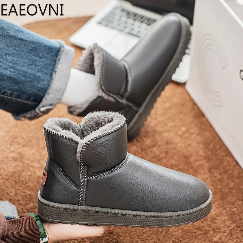 Snow BOOTS สําหรับชายในร่มกลางแจ้งผู้ชาย BOOT เดินฤดูหนาว Tops Non-SLIP รองเท้า PLUS ผ้าฝ้ายแฟชั่นสบายๆรองเท้า