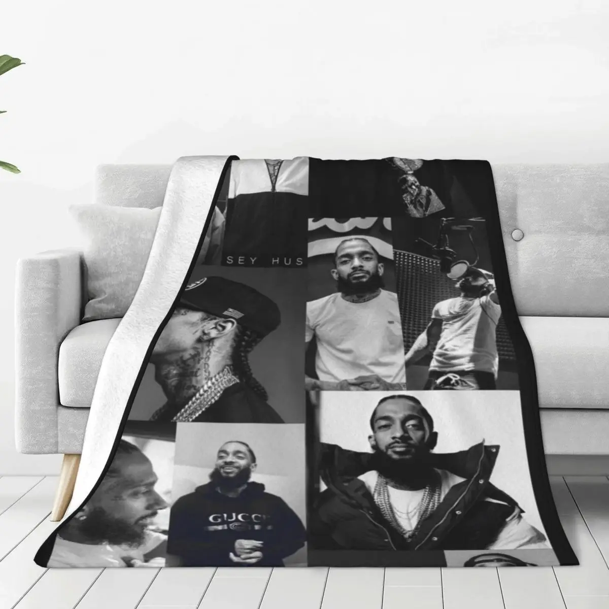 

N-Nipsey Hussles Flannel Blanket Rapper Super Soft Throw Blanket for Couch Bed Camping Graphic Bedspread Sofa Bed Cover