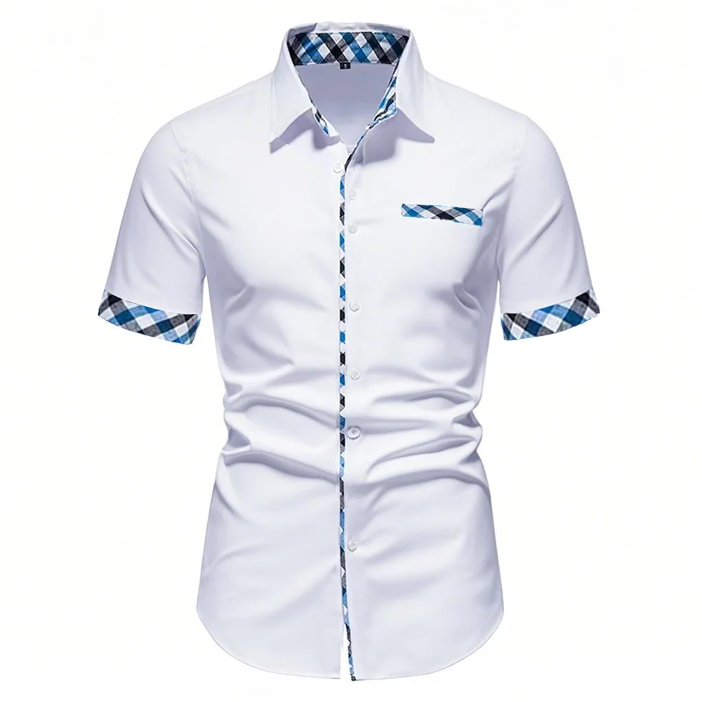 10 colors summer new men's short-sleeved shirt solid color clothing business casual daily comfortable basic men's tops