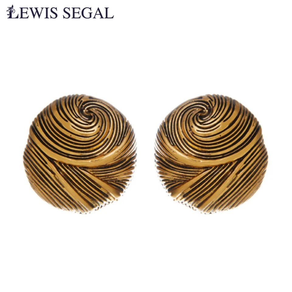 

LEWIS SEGAL Vintage 80s Elegant Earrings 18K Gold Tone Swirl Studs Boss Baddie Bohemian Retro Women Girls Luxury Fine Jewelry