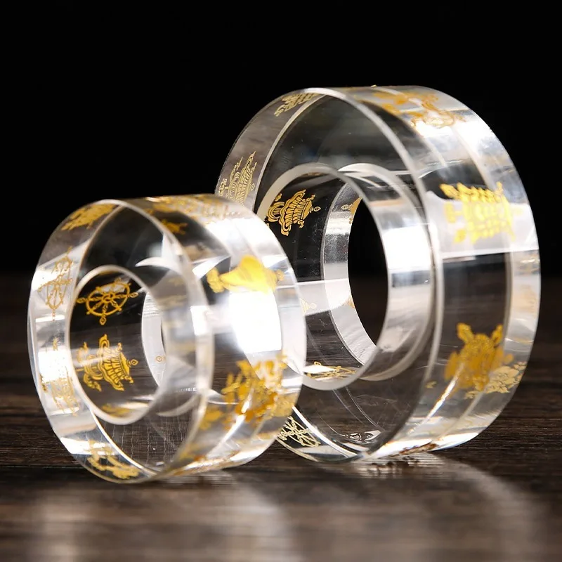 Large amber glazed artificial crystal manza plate, tantra Tibetan mancha