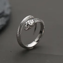 Buyee 925 Sterling Silver Snake Ring Finger for Man Woman Rock Punk Gray Animal Fine Jewelry Circle Sets