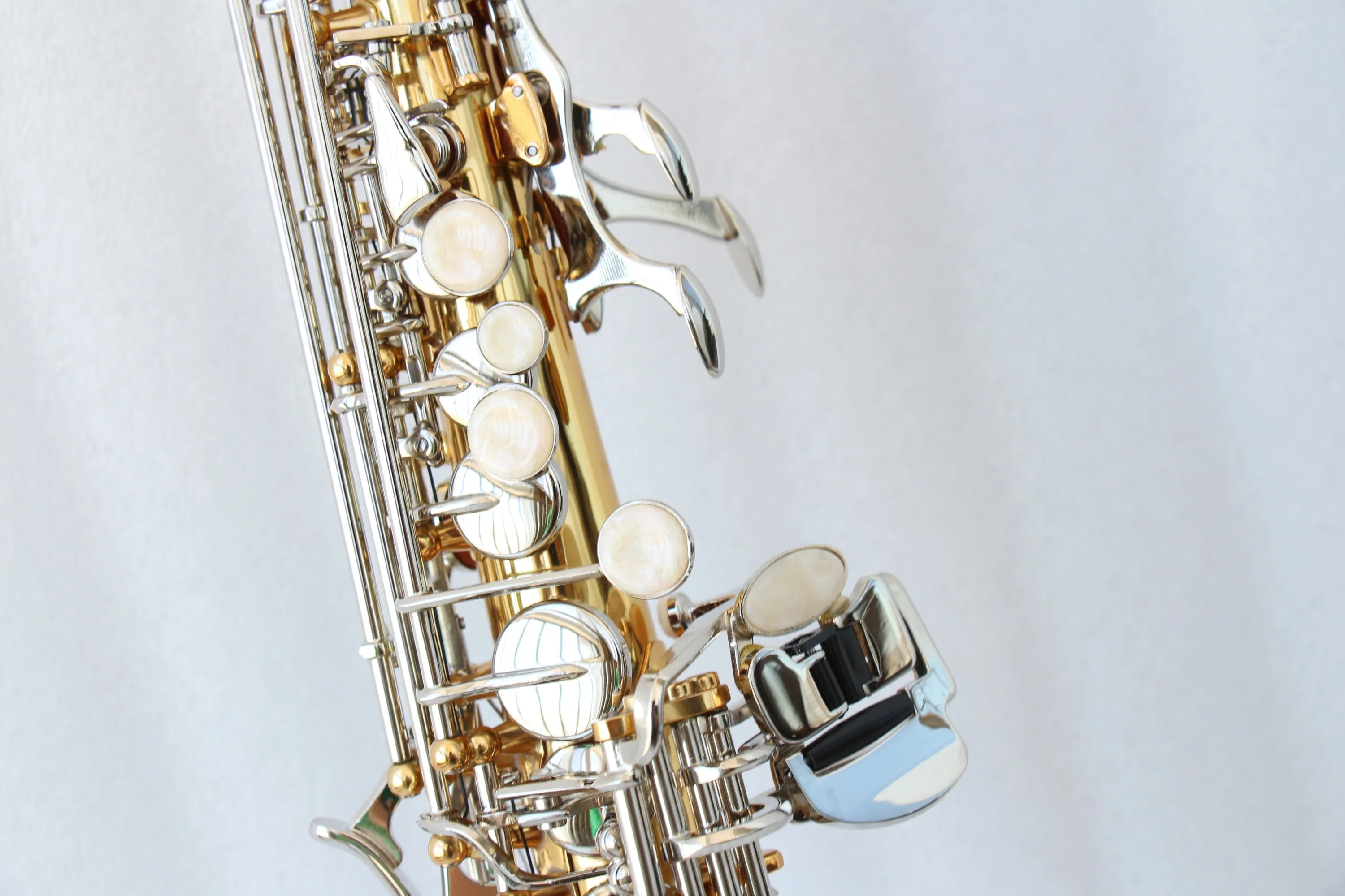 

Beginner BB Soprano Saxophone Gold Lacquered Body Nickel Plated Keys Woodwind Instrument With Reed Mouthpiece Case For Sale