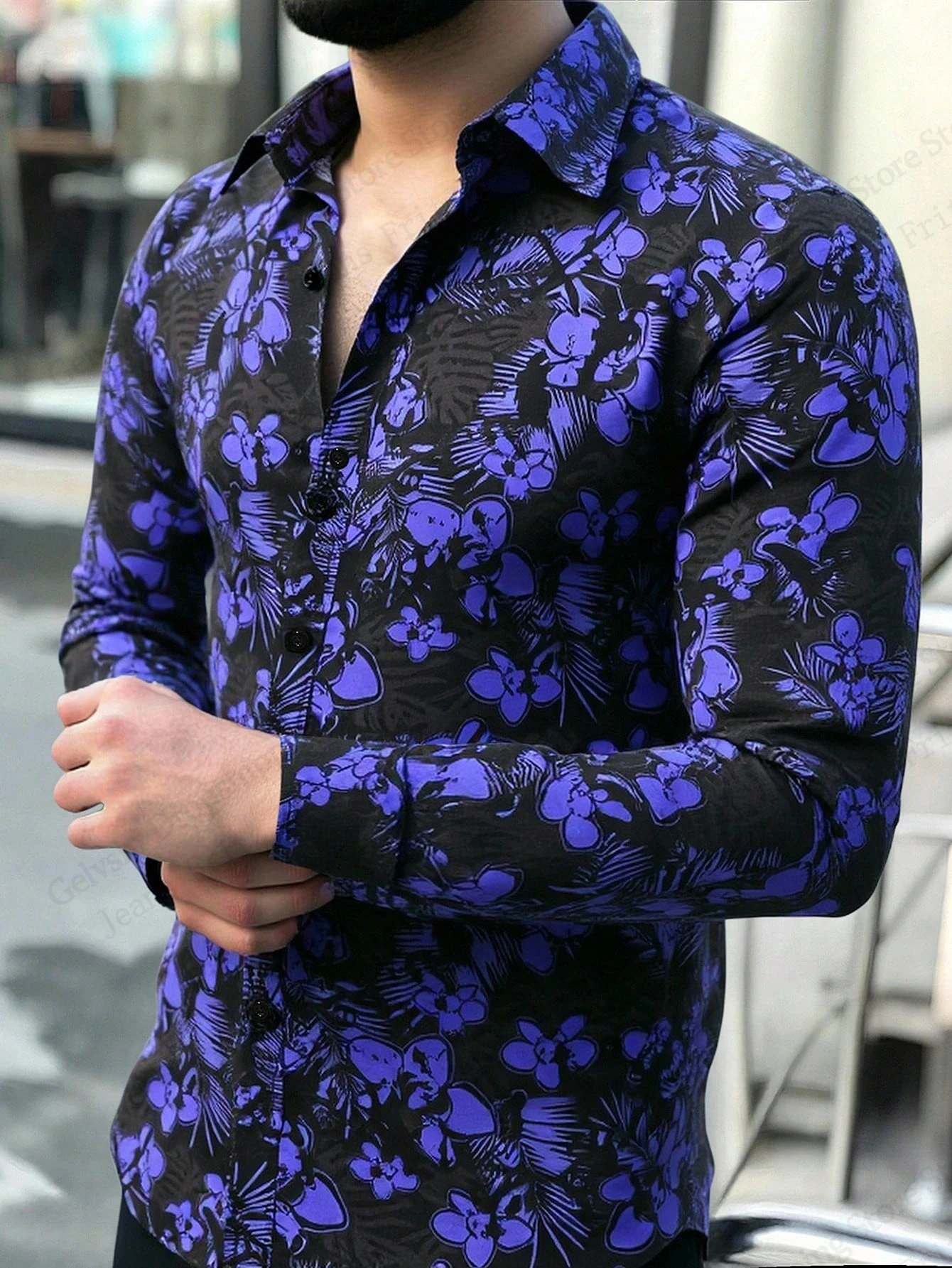 เสื้อฮาวายแขนยาวลายพืชดอกไม้เขตร้อนพิมพ์ลาย 3 มิติ เสื้อแฟชั่นลำลองสำหรับผู้ชายและผู้หญิง เสื้อเชิ้ตปกแบบเป็นทางการ เสื้อชายหาด