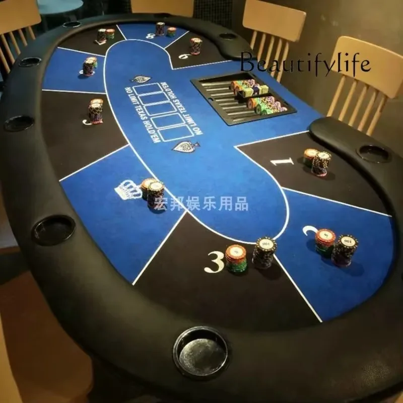 

BJ QTexas Poker Table Folded In Half, Desktop Folding Iron Feet Custom Chip Table Special German Poker Table