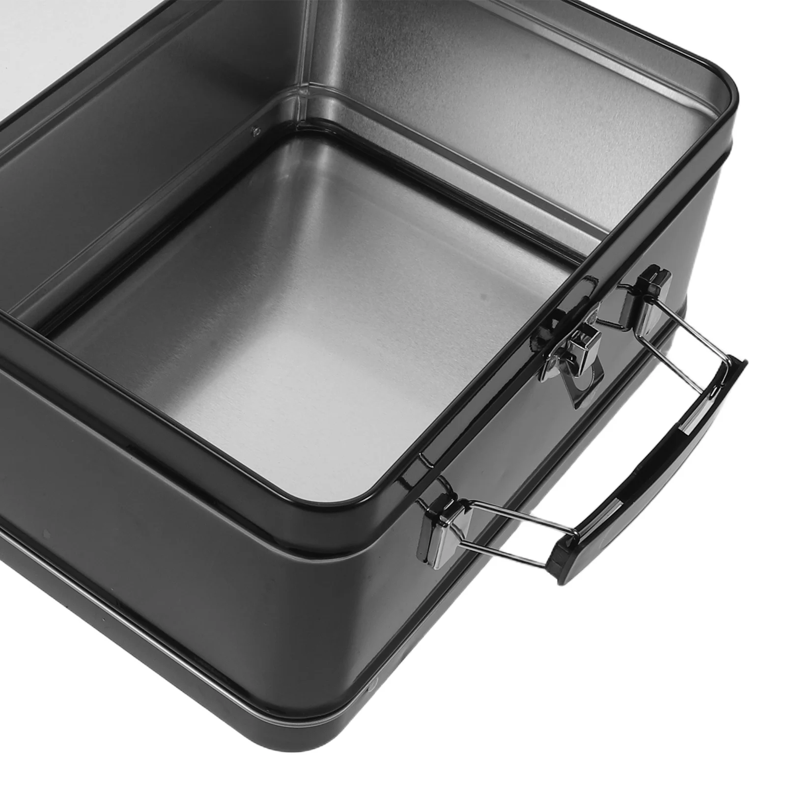 صندوق غداء صفيح مع مقبض حاوية تخزين معدنية مع غطاء مفصلي مشبك مانع للتسرب علبة تذكار عتيقة للوجبات الخفيفة والحلوى