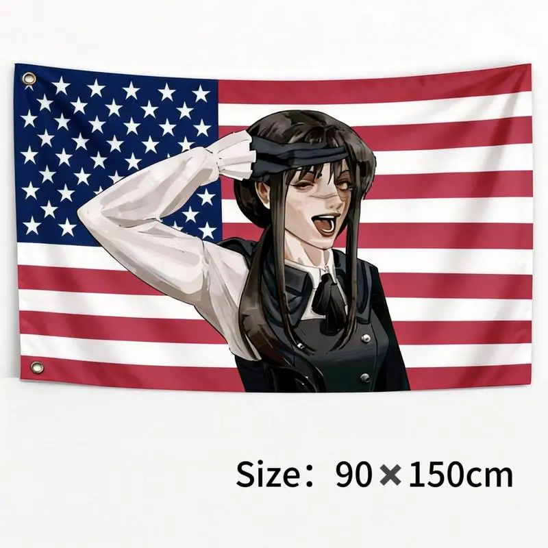 Asa Mitaka Chainsaw Man Flag Anime Banner Custom Flags for Bedrooms Advertising Outdoor Decor Tapestry Decorative Home Objects