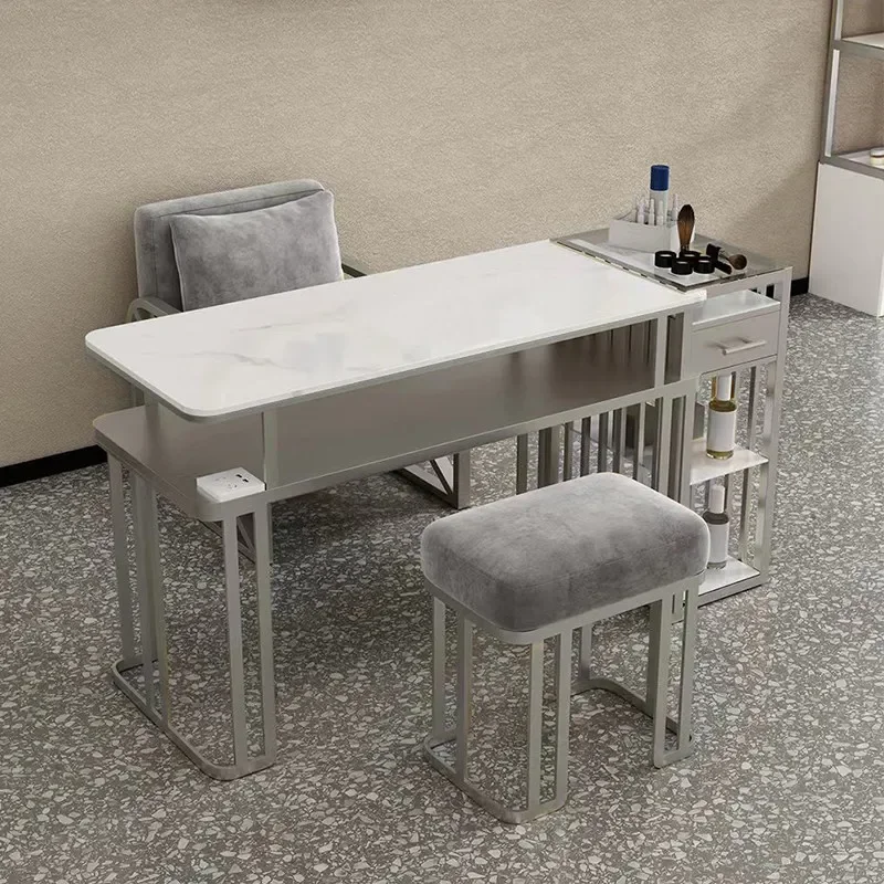 Luxury Unique Simple Nail Tables Minimalist Nail Table Manicure Space Saving Nageltisch Mit Absaugung Salon Furniture 6