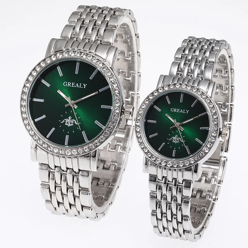 الكوارتز زوجين الساعات السيدات أزياء الاتجاه عارضة سوار الساعات عارضة الذهب ساعة اليد زوج #6