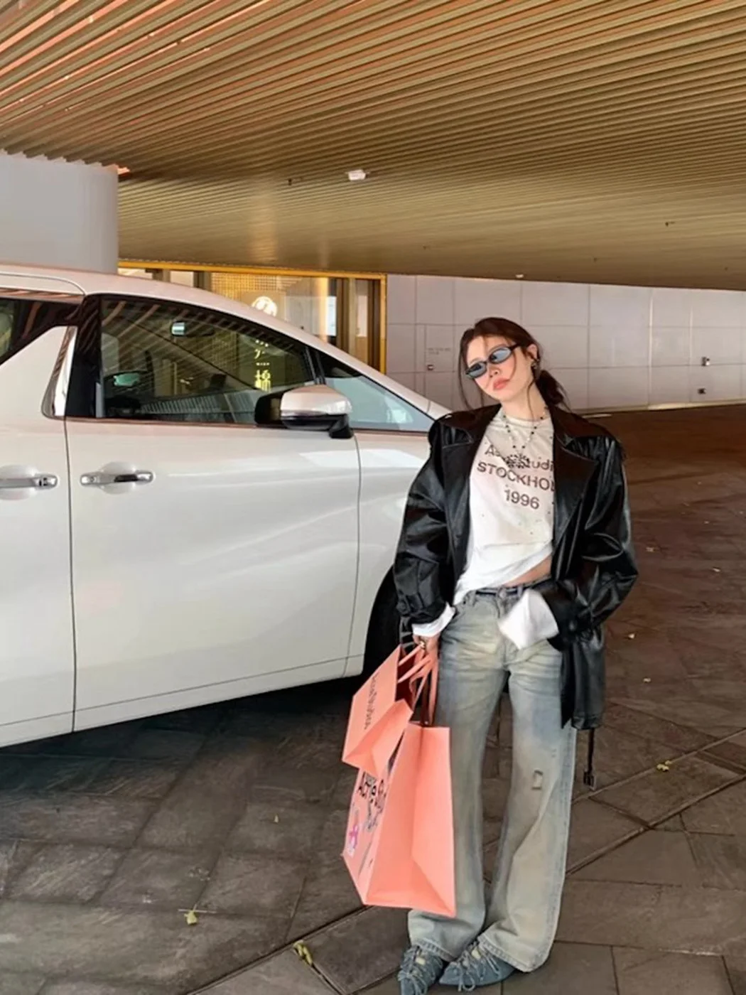 

Ретро-американские джинсы AC Sle 98M с загорелыми прямыми штанинами и винтажным дизайном, модные джинсы с высокой талией