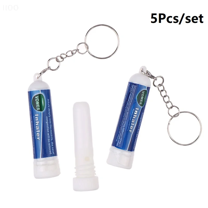 5Pcs/set Keychain Nasal Sticks Boosts Focus Inhaler Tubes Cooling Essential Oil Nasal Inhaler Aromatherapy Energy Bar Pendants