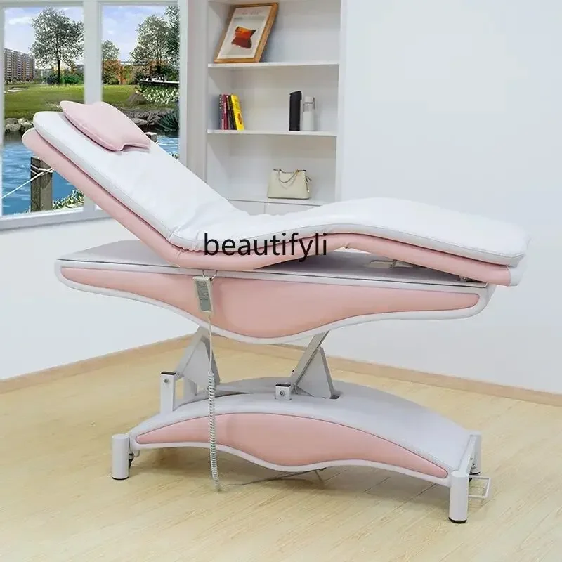 Electric lifting beauty bed for body embroidery Multifunctional eyelash beauty, massage therapy bed Lead hole