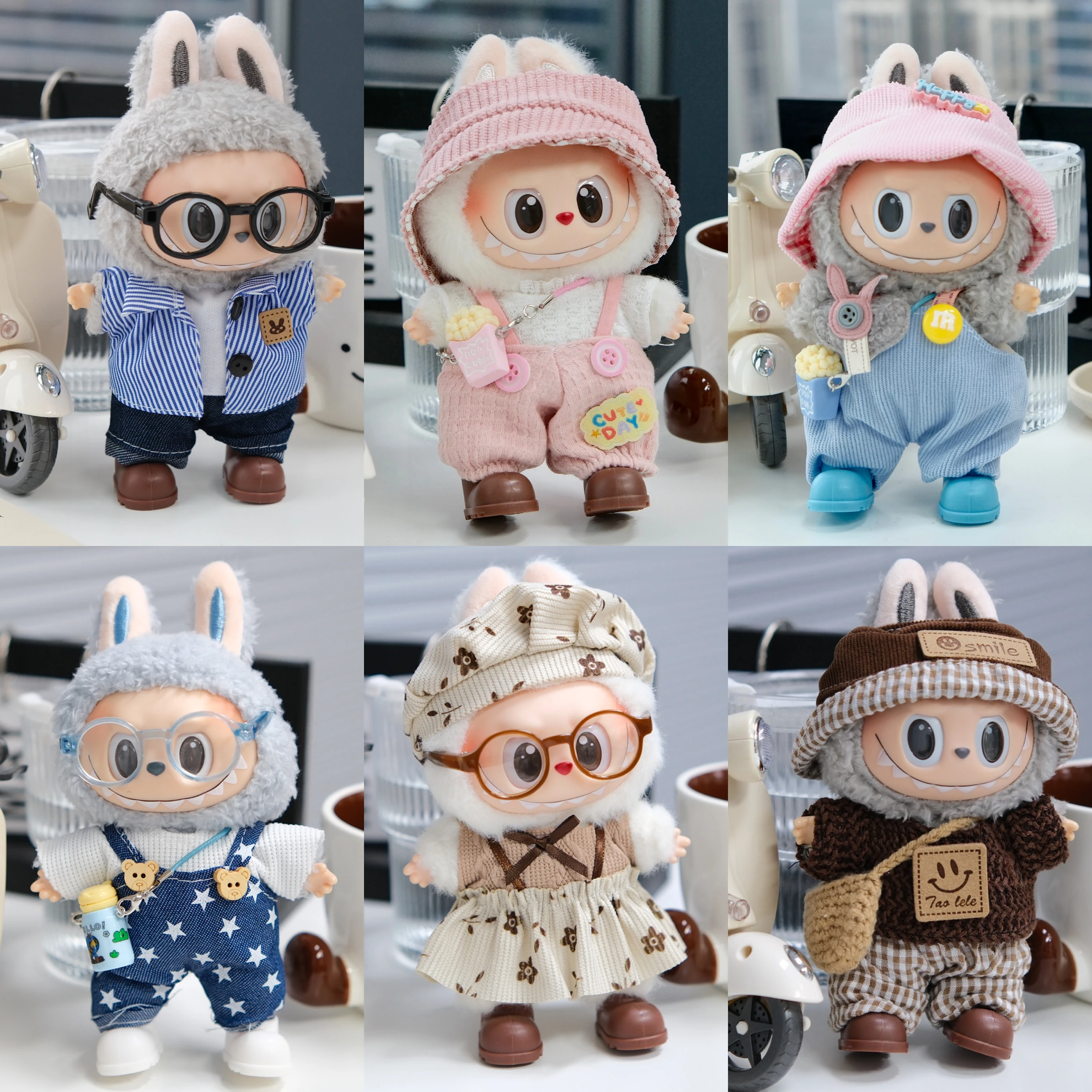 

For 17cm Labubu V1 V3 Cute Maid Costume Socialite Style Skirt Overalls Outfits Clothes Doll Toy No Doll Accessorie Set Girl Gift