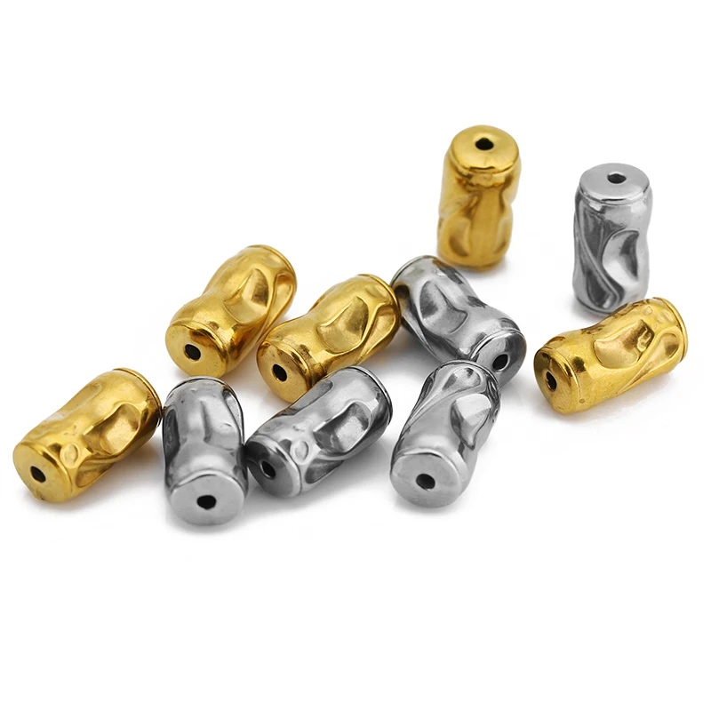 5pcs 8mm Stainless Steel Gold Color Wave Charm Long Tube Loose Spacer Beads for DIY Bracelet Necklace Jewelry Making Supplies