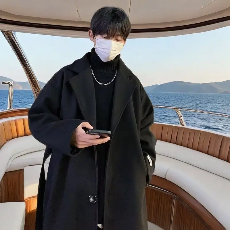 

Мужской блюзон из шерстяной смеси с V-образным вырезом, вязаный косами, в полоску, с присборенной талией, свободного кроя, объемный, просторный, теплый