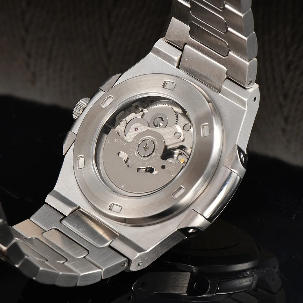 43mm Mens Automatic Watch Sterile Dial Sapphire Crystal Japan NH35 Movement Mechanical Watch