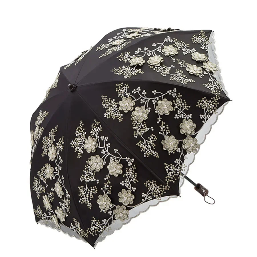 

Women Umbrella Parasol Outdoor Black Lace Uv Rain Umbrella Girl Visor Big Luxury Ultra Light Double Layer Sword Paraplu Tent