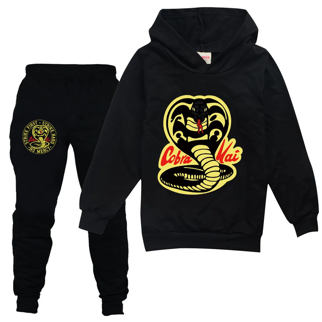 Cobra Kai Print Boys Girl Clothing Sets Children Fashion Long Sleeves Hoodies+Pant Set Kids Clothing Fall Sports Suit Tracksuit