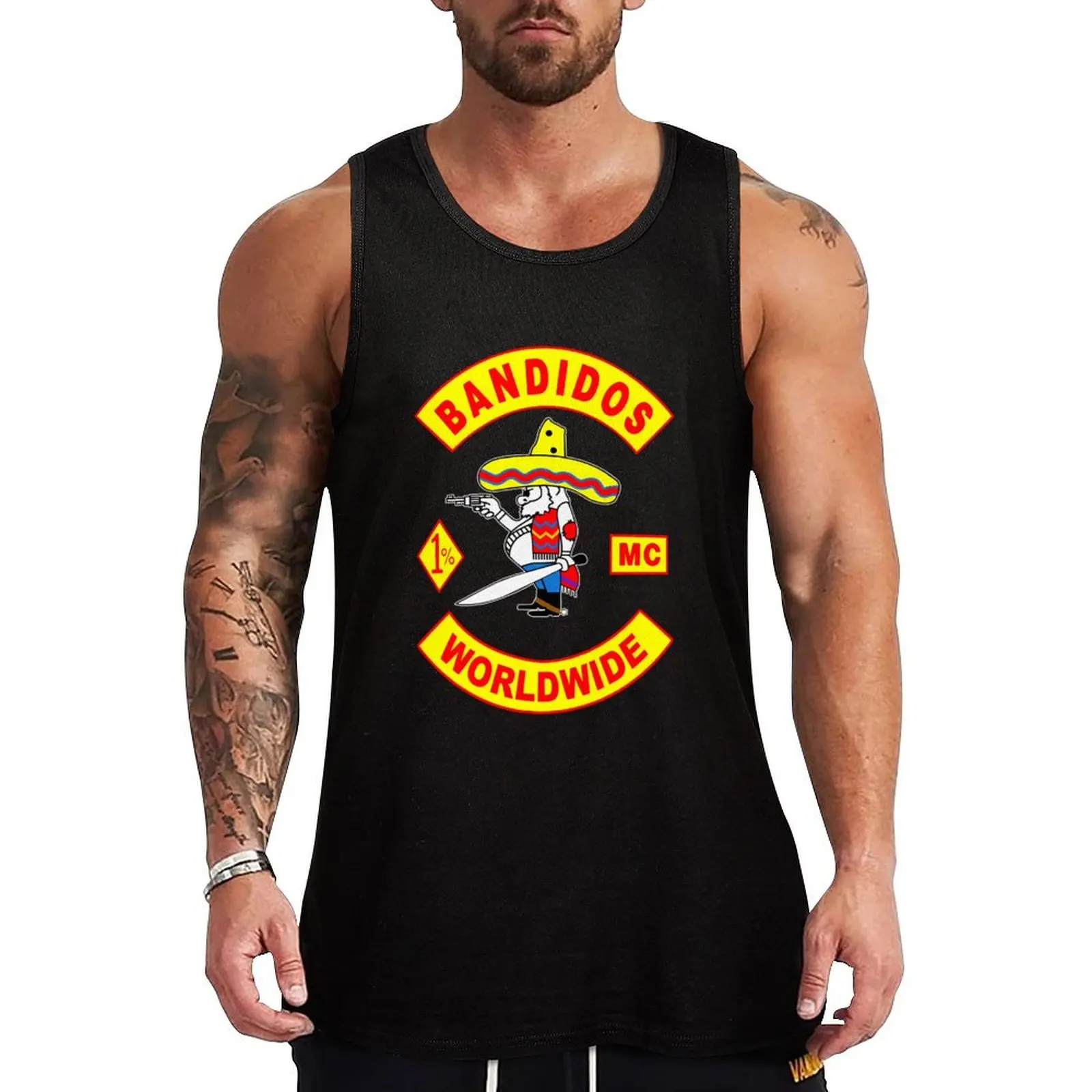 Bandidos Worldwide Mc Logo Tank Top Ultra Soft Tank Top Comfort Breathable Sleeveless