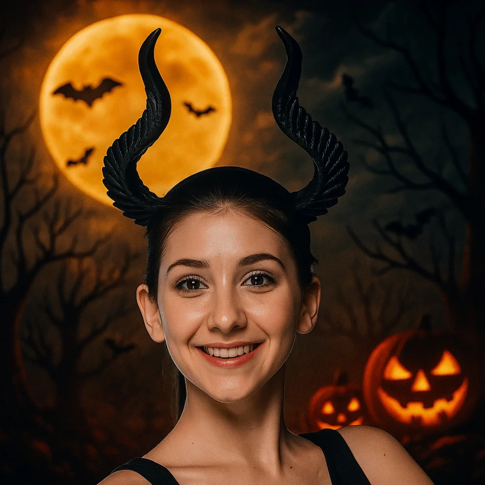 Personality Ox Horn Halloween Horns Headband Dark Series Halloween Headwear Cosplay Hairband PU Halloween Hair Hoop Men