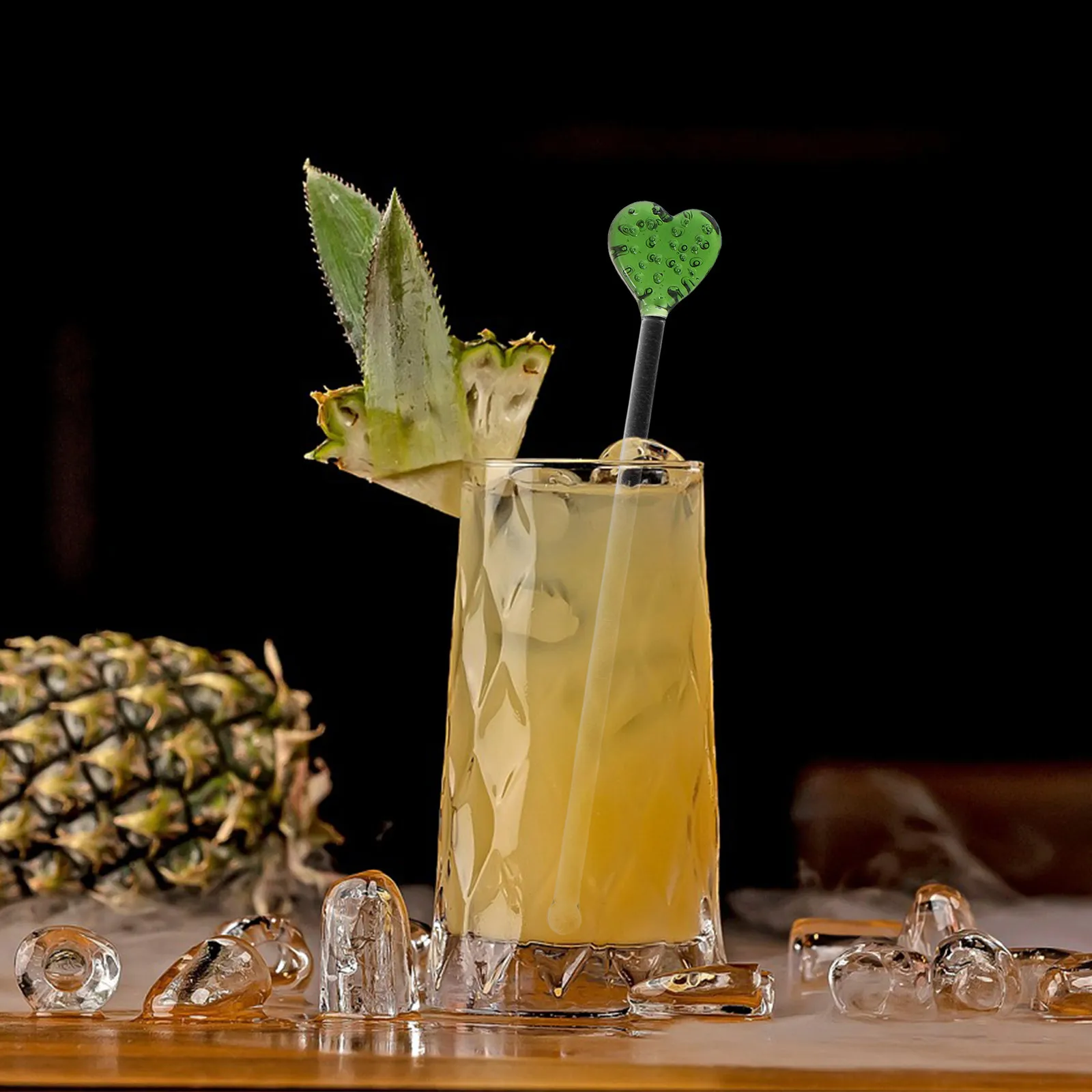 Glass Stirring Rods 5 Piece Cactus Swizzle Sticks Reusable Drink Mixers for Cocktails Coffee and Parties