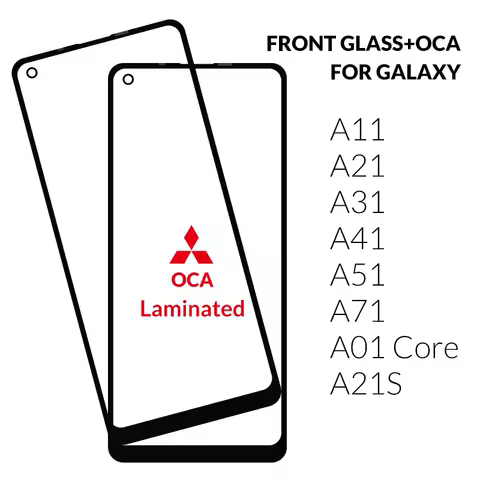 10PCS TOP GLASS For Samsung Galaxy A01 Core A11 A21S A31 A41 A51 A71 LCD Front Touch Screen outer Lens Glass with OCA Glue